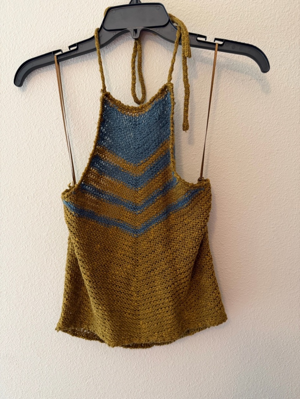 Astr Olive Green and Slate Blue Knit Halter Camisole